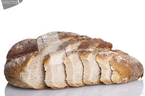 Image of tasty fresh baked bread bun baguette natural food