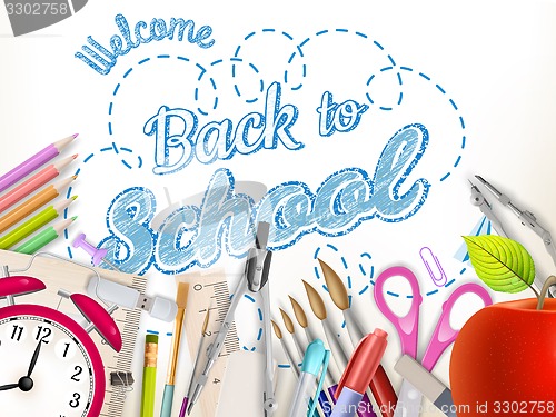 Image of School supplies on white. EPS 10