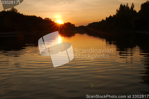 Image of Sunset over a river