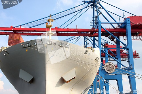 Image of Port of Hamburg on the river Elbe, the largest port in Germany