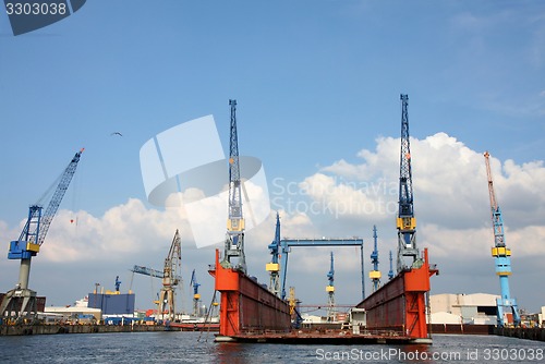 Image of Port of Hamburg on the river Elbe, the largest port in Germany