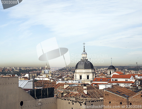 Image of rooftops Madrid Spain Europe