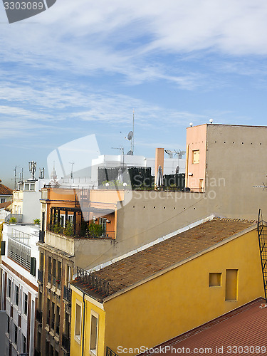 Image of rooftops Madrid Spain Europe