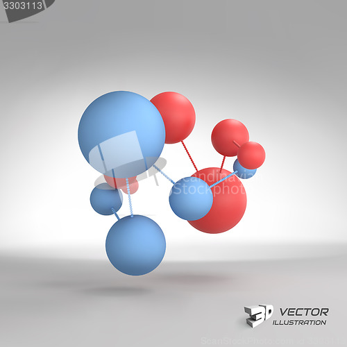 Image of Molecular structure with spheres. 3d vector Illustration. 