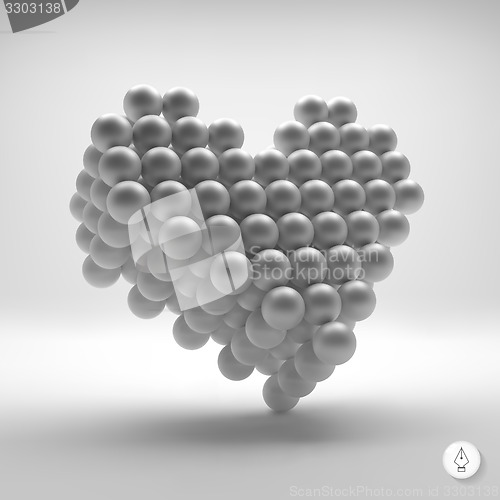 Image of Love heart symbol. Design element. 3d vector illustration.