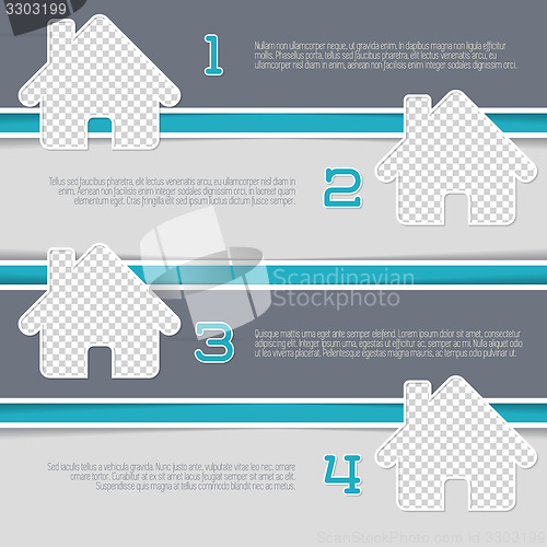 Image of Infographic design with house shaped photo containers