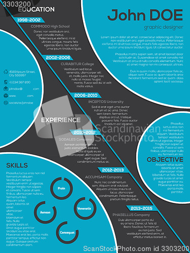 Image of Modern resume curriculum vitae with cool circle elements