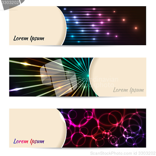 Image of Cool banner set of 3 with bursting laser plasma 