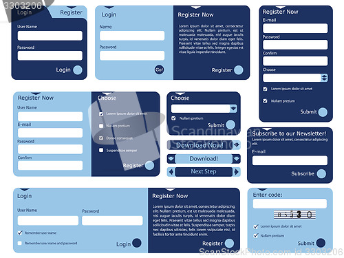 Image of Web form with trendy blue flat design