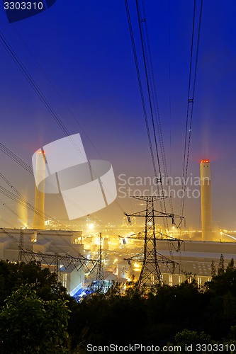 Image of Power station at night