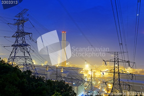 Image of Power station at night