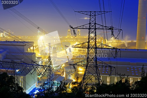 Image of Power station at night