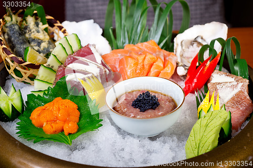 Image of fresh sushi choice combination assortment selection 