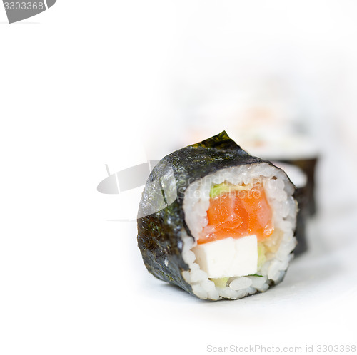 Image of fresh sushi choice combination assortment selection 