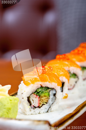 Image of fresh sushi choice combination assortment selection 