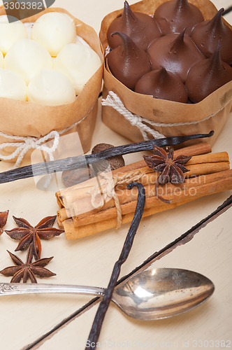 Image of chocolate vanilla and spices cream cake dessert 