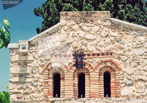 Image of Fragment of the facade of the chapel , Crete, Greece.