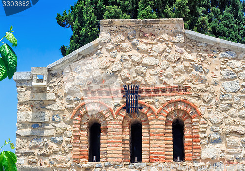 Image of Fragment of the facade of the chapel , Crete, Greece.