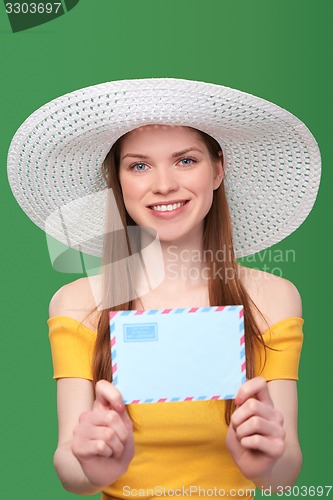 Image of Woman with blank envelope