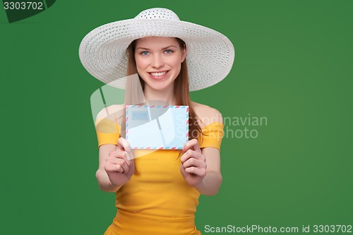 Image of Woman with blank envelope