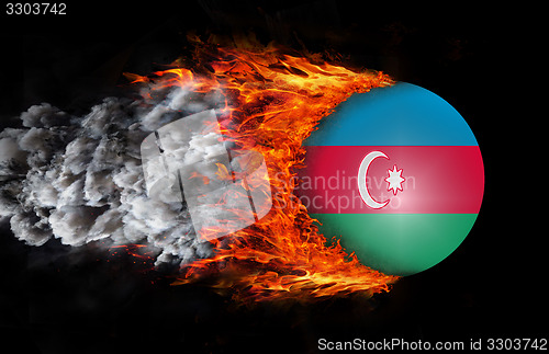 Image of Flag with a trail of fire and smoke - Azerbaijan