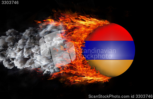 Image of Flag with a trail of fire and smoke - Armenia