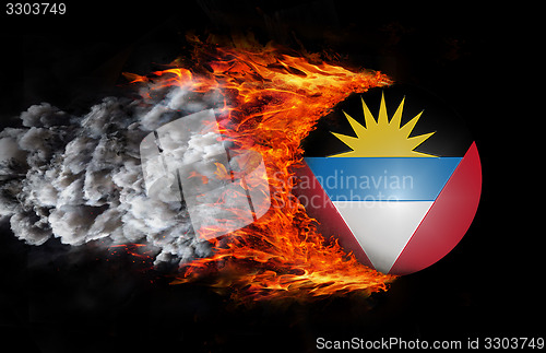 Image of Flag with a trail of fire and smoke - Antigua and Barbuda