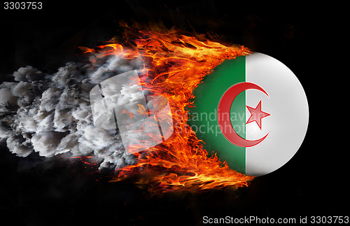 Image of Flag with a trail of fire and smoke - Algeria