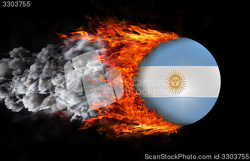 Image of Flag with a trail of fire and smoke - Argentina