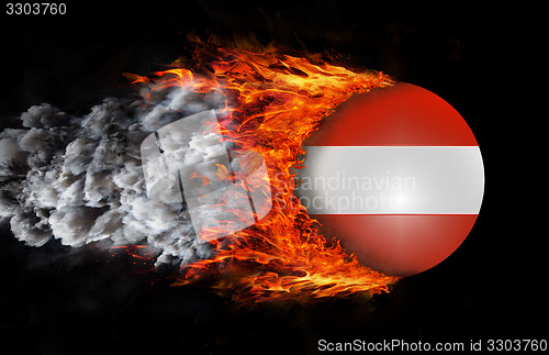 Image of Flag with a trail of fire and smoke - Austria