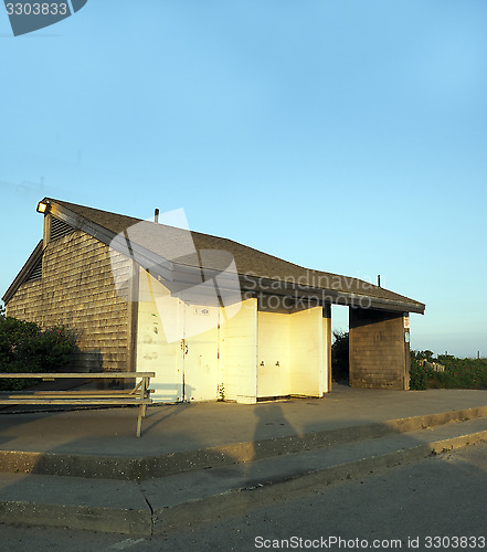 Image of public  bathroom Ditch Plains Beach Montauk New York