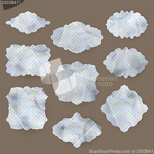 Image of Set of stickers with polka dot pattern. EPS 10