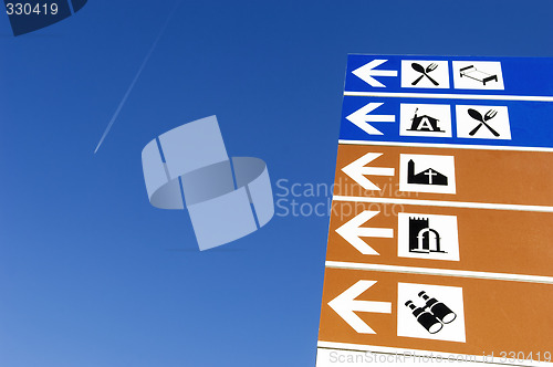 Image of Directional signs with symbols
