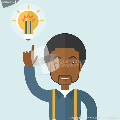 Image of Black guy having a good idea.