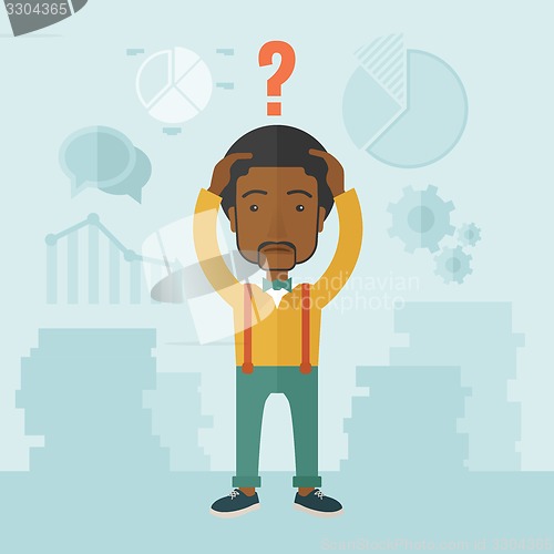 Image of African businessman with a problem.