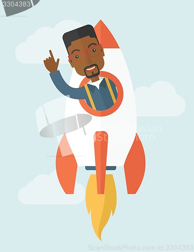 Image of Black young guy inside the rocket.