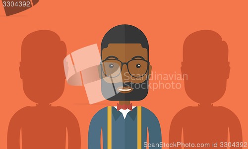 Image of Happy businessman with his shadows.