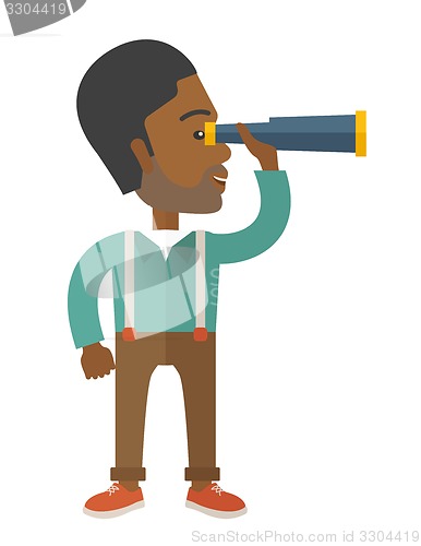 Image of Afircan businessman with binocular.