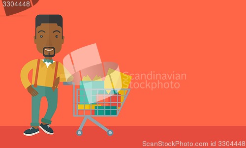 Image of African-american Man with shopping cart