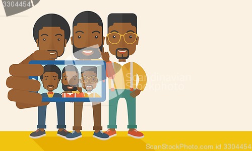 Image of Three black men taking selfie