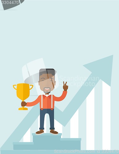 Image of African businessman on winning podium