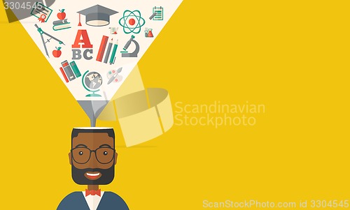 Image of Black man with icons. Student ideas