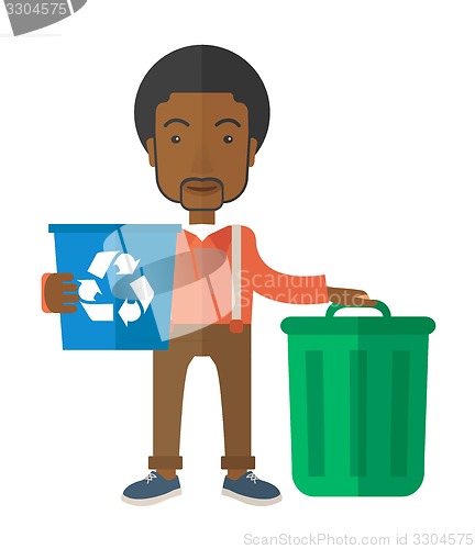 Image of Black man sorting a trash