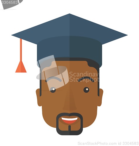 Image of Black guy head with graduation cap