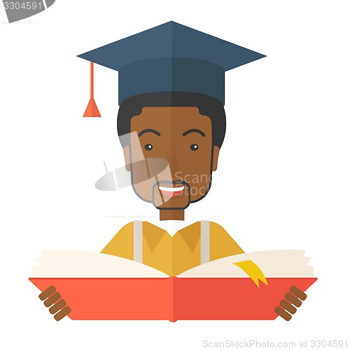 Image of Black man with graduation cap.
