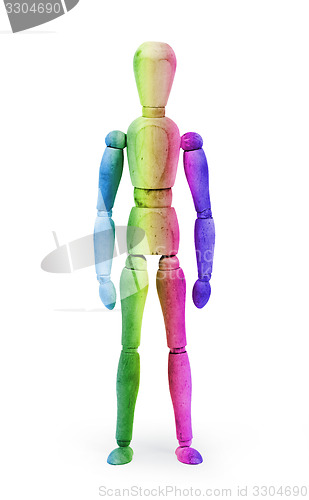 Image of Wood figure mannequin with bodypaint - Multi colored