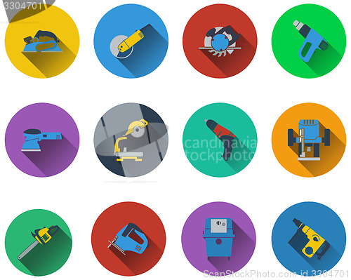Image of Set of electrical work tools icons