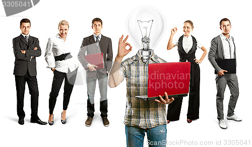 Image of Business Team With Lamp Head