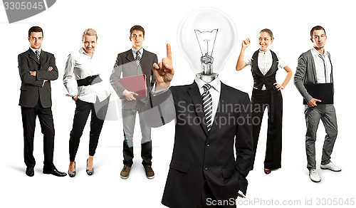 Image of Business Team With Lamp Head