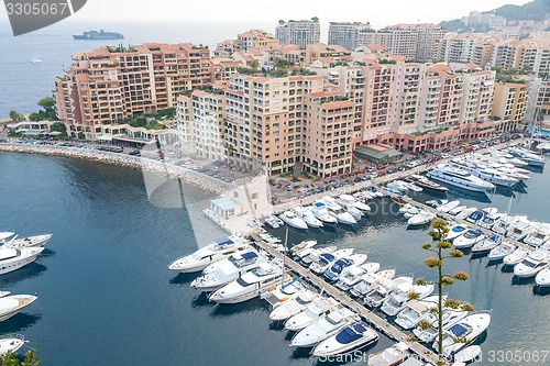 Image of Aerial View on Monaco Harbor with Luxury Yachts, French Riviera